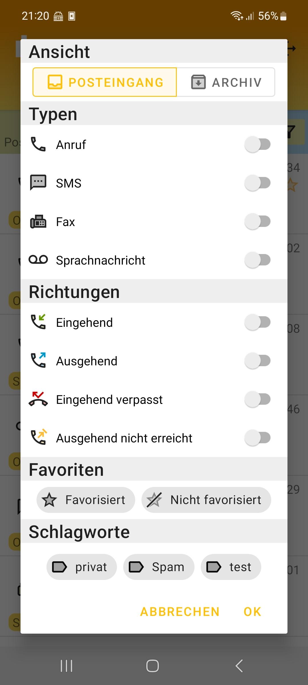SipGator Screenshot - Filter