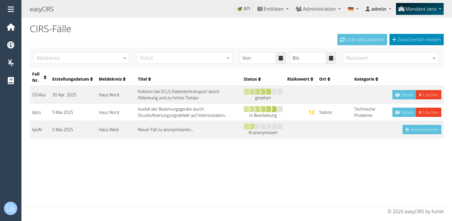 easyCIRS Screenshot Liste